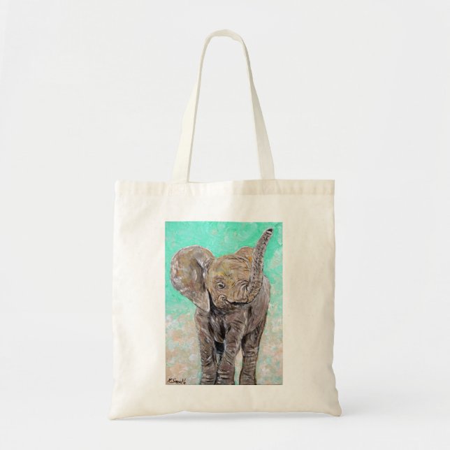 Tote Bag Peinture des éléphants de bébé (Devant)