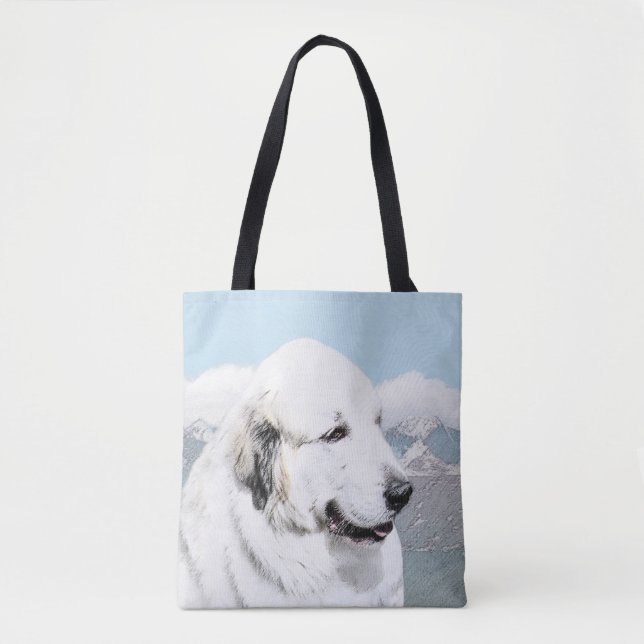 Tote Bag Peinture des Pyrénées - Art original du chien (Devant)