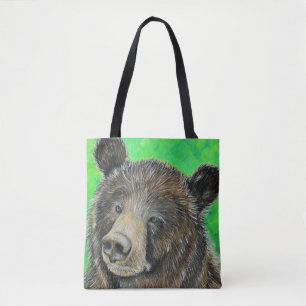 Tote Bag Peinture d'ours Brown réfléchie