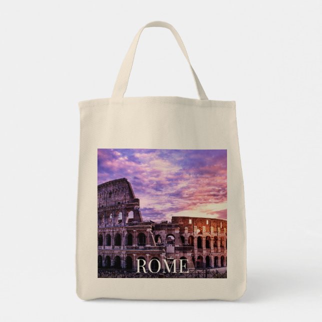 Tote Bag Peinture du Colisée à Rome au coucher du soleil (Dos)