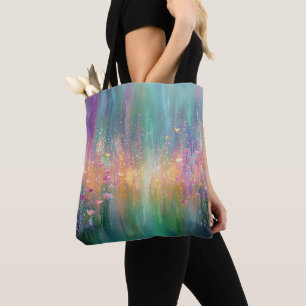 Tote Bag Peinture florale abstraite aux couleurs vives