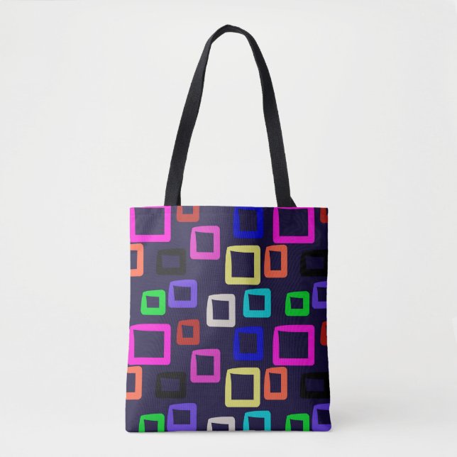 Tote Bag peinture géométrique carré, graphisme design trans (Devant)