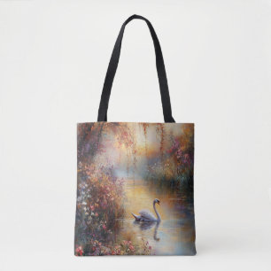 Tote Bag Peinture impressionniste rustique Swan