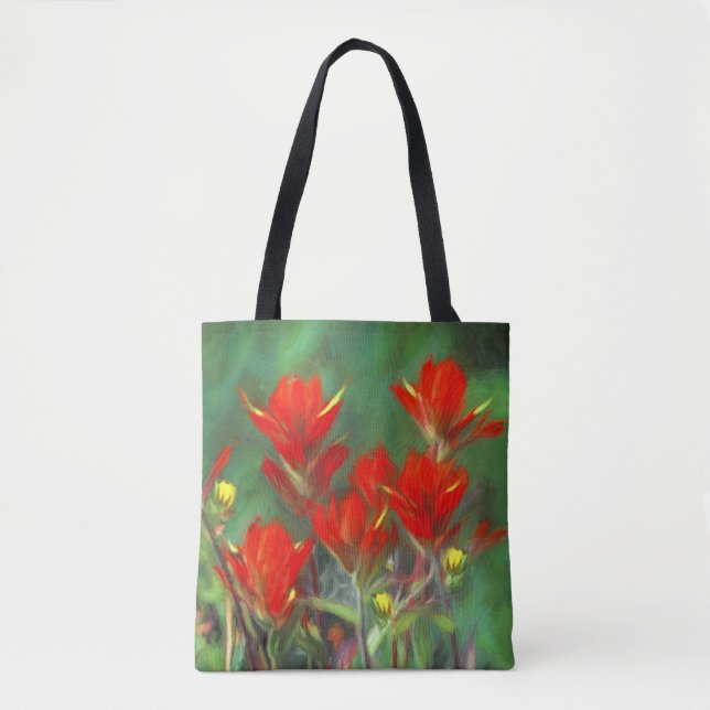 Tote Bag Peinture indienne de pinceau - Art Fleur original (Devant)