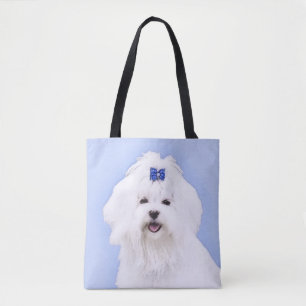 Tote Bag Peinture maltaise - Joli art original pour chien