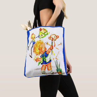 Tote Bag peinture mignonne de petite fille sur le mur