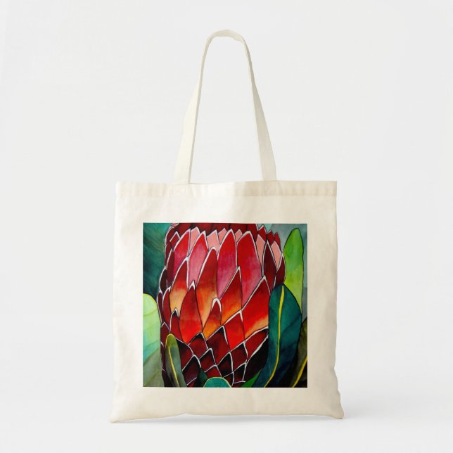 Tote Bag Peinture originale aquarelle de fleur de protea (Devant)