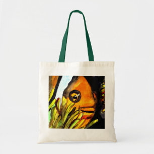 Tote Bag Peinture originale aquarelle Poisson Clown Orange