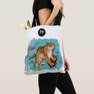 Tote Bag Peinture originale Tigre chinois Nom de l'année An