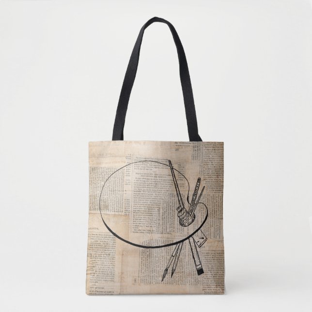 Tote Bag Peinture & Palette de peinture Art Vintage (Devant)