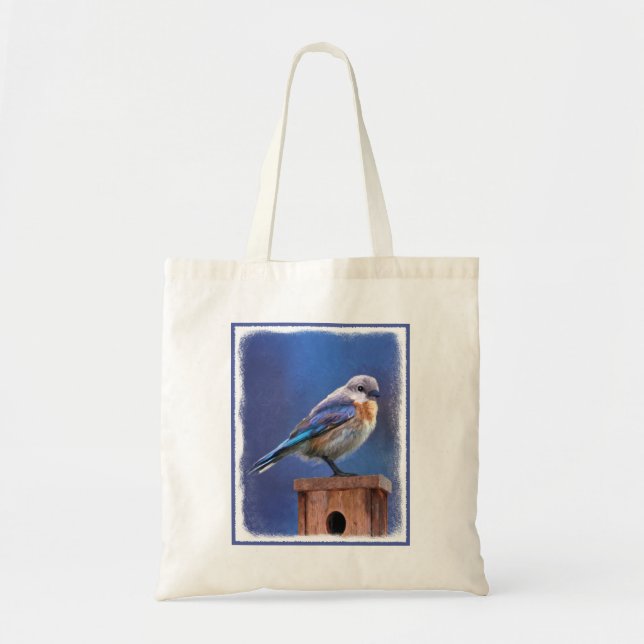 Tote Bag Peinture pour oiseaux bleus (femelle) - Art origin (Devant)