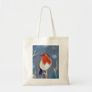 Tote Bag Peinture Robin d'hiver