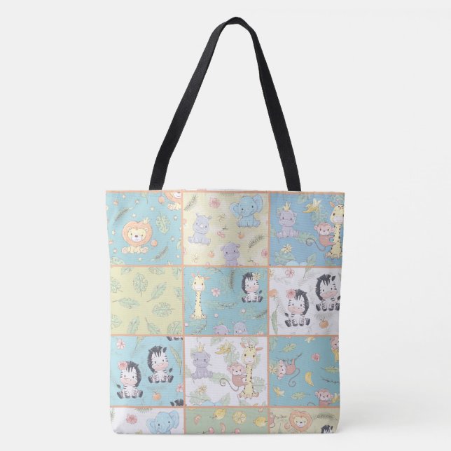 Tote Bag Peinture Safari Animaux (Devant)