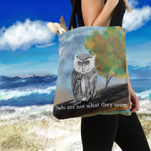 Tote Bag Peinture saisonnière de la Chouette dans la nature