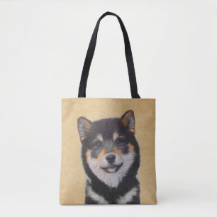Tote Bag Peinture Shiba Inu (Noir et Tan) - Art Chien