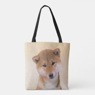 Tote Bag Peinture Shiba Inu (Rouge) - Art Chien original