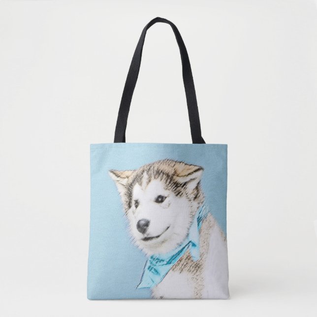 Tote Bag Peinture Sibérienne Husky Puppy - Art Chien origin (Devant)