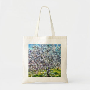 Tote Bag Peinture style art pointillé en fleurs d'amandiers