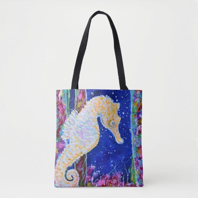 Tote Bag Peinture sur hippocampe (Devant)