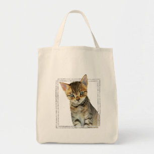 Tote Bag Peinture tigrée de chaton avec le cadre de marbre