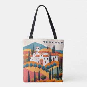 Tote Bag Peinture Toscane colorée moderne Italie Voyage
