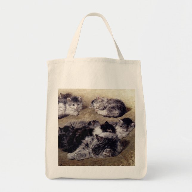 Tote Bag Peinture vintage d'étude de Ronner des chats (Devant)