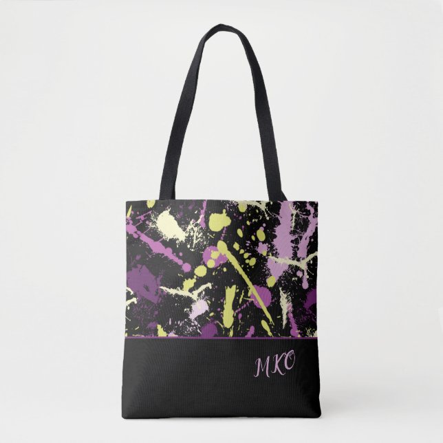 Tote Bag Peinture violette et jaune (Devant)