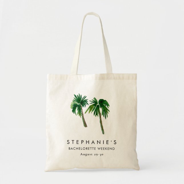 Tote Bag Peintures à l'aquarelle Palmiers Tropicaux Enterre (Devant)