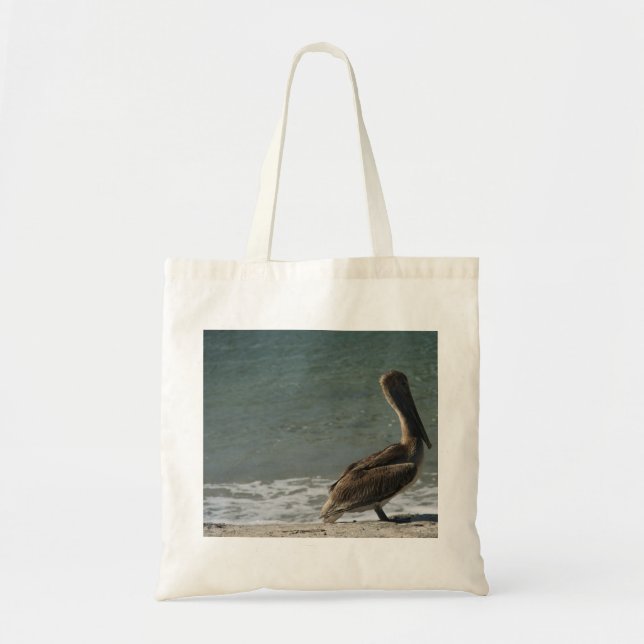 Tote Bag Pélican Brown à la plage Photo (Devant)