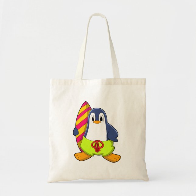 Tote Bag Penguin comme surfer avec Surfer (Devant)