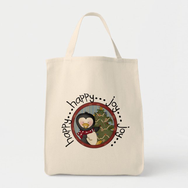 Tote Bag Penguin Joyeux Joyeux Noël (Devant)
