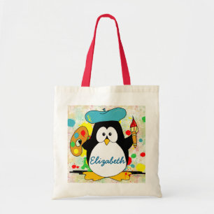 Tote Bag Penguin Painter Ajouter un nom