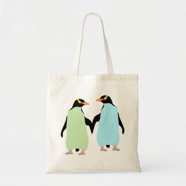 Tote Bag Penguins gay pride tenant les mains (Devant)