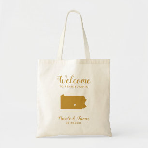 Tote Bag Pennsylvanie Destination Wedding Welcome Bag, Gold