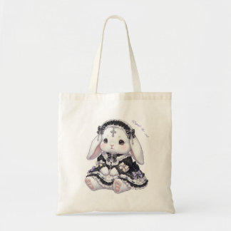 Tote Bag Pensive Gothic Lolita Bunny - Black & Purple Cross