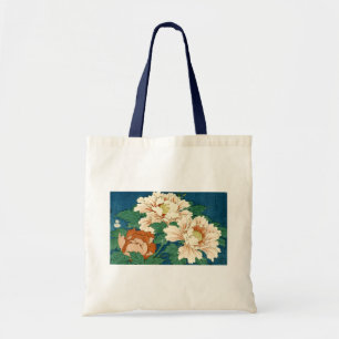 Tote Bag Peonies vintages sur Bleu