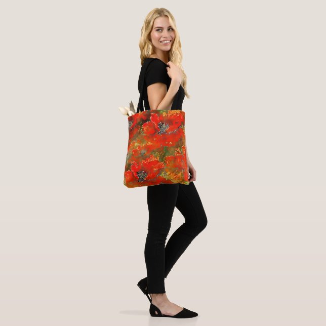 Tote Bag Pépites d'aquarelle Vibrant couleur rouge, (Sur le modèle)