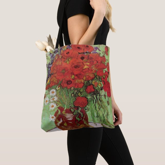 Tote Bag Pépites rouges et marguerites par Vincent Van Gogh (De près)