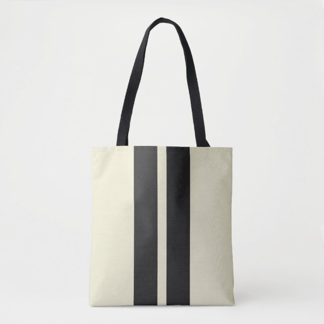 Tote Bag Pepper Blanc 🏁 Mini Rayures de Course  (Devant)