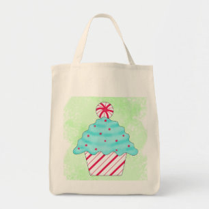 Tote Bag Peppermenthe de Noël Cupcake Art original Vert