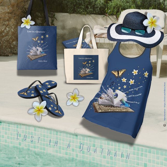 Tote Bag Perdu dans une quasi-série de poésie Fourre-tout p (Lost in a Quatrain Totes, Tank, Flip Flops & Book by Poet Adiela Akoo. A gr8t gift combo. GET it now)