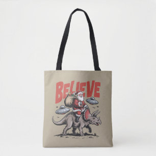 Tote Bag Père Noël Croire Dinosaure Noël Triceratops