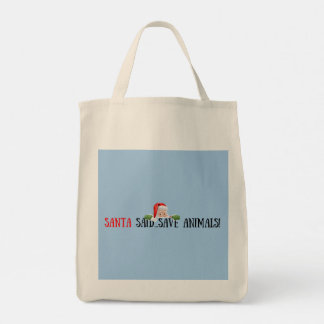 Tote Bag Père Noël dit sauver les animaux rennes Noël vacan