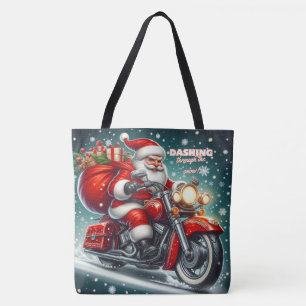 Tote Bag Père Noël en moto