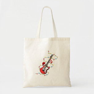 Tote Bag Père Noël guitare électrique musique Noël amateur