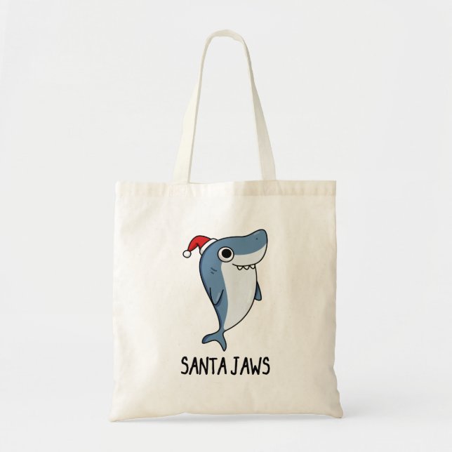 Tote Bag Père Noël Jaws Funny Shark Christmas Pun (Devant)