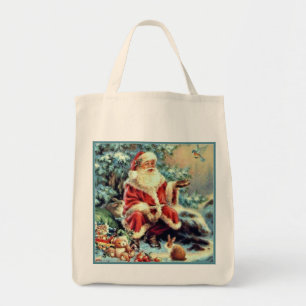 Tote Bag Père Noël Nourrir Canvas de la colombe de Noël Fou
