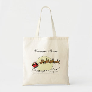 Tote Bag Père Noël Reindeer Sur La Neige Couverte Ville Lt 