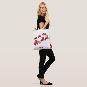 Tote Bag Père Noël traîneau avec rennes de Noël HO.HO.HO