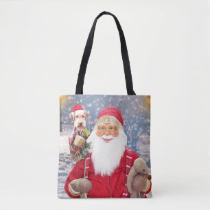 Tote Bag Père Noël w Cadeaux de Noël Airedale Chien
